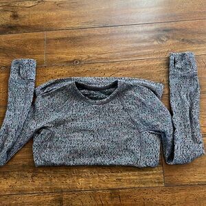 Lululemon Runderful Long Sleeve Neon Tweed Jacquard Battleship Electric Coral
